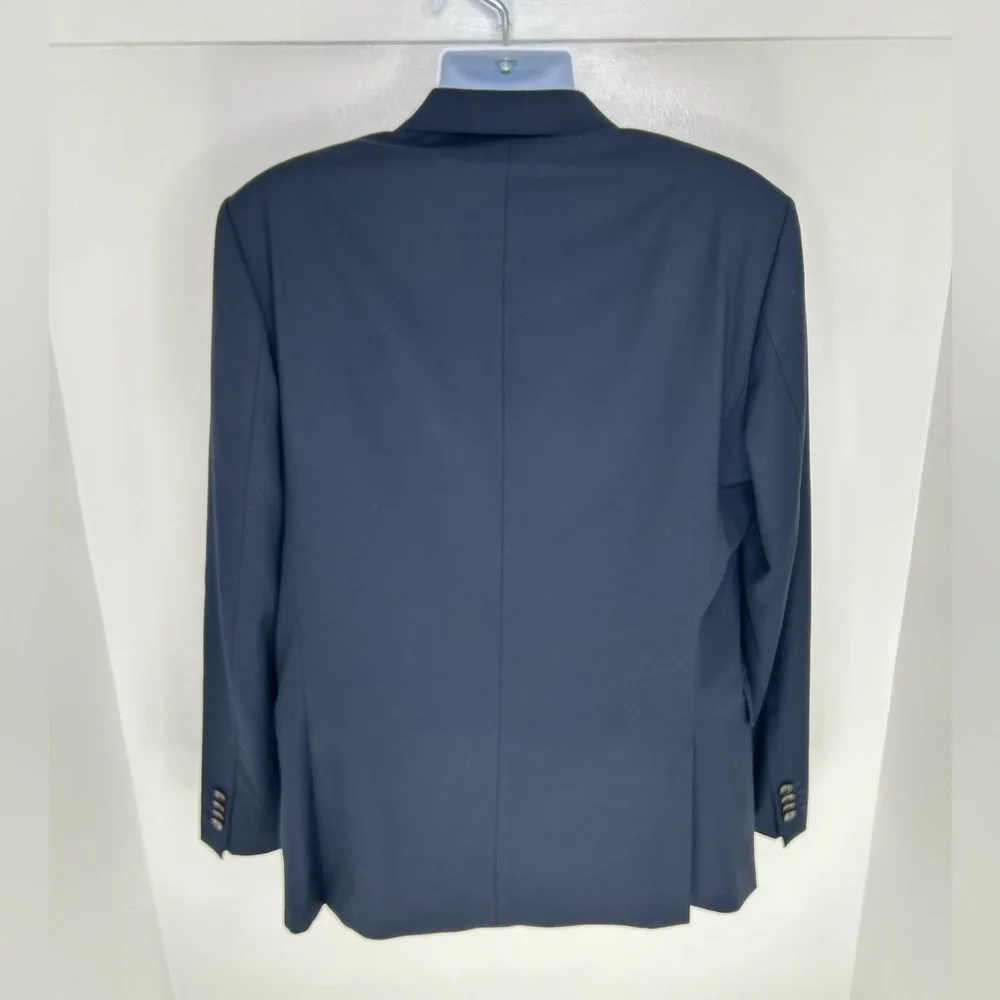 Lands End‎ Blazer Size 42R Navy Wool Tailored Fit Suit Jacket Office Career
